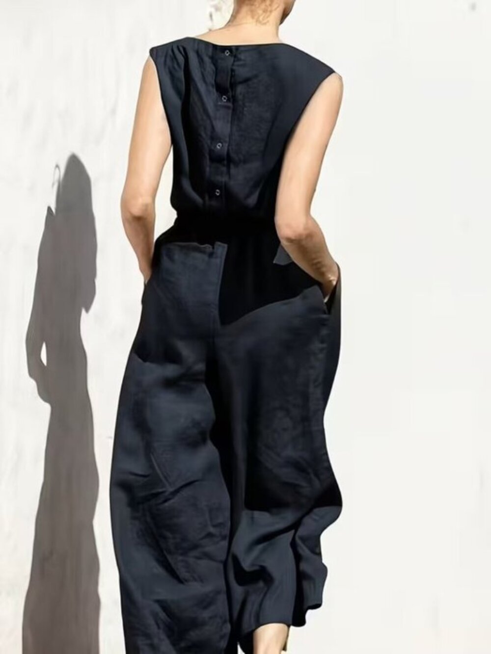 Loose Fitting Wide Leg Smoke & Ashes Jumpsuit Black - Picture 3 of 5